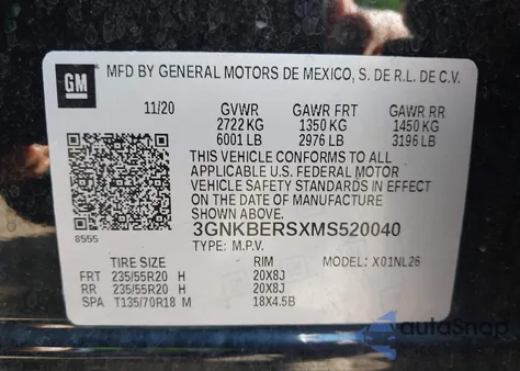 2021 Chevrolet Blazer Rs from USA, damaged, VIN 3GNKBERSXMS520040